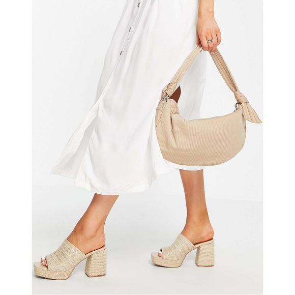 HVISK Moon Shoulder Bag - Beige Textured Knot Detail Shoulder Bag - Picture 14 of 16